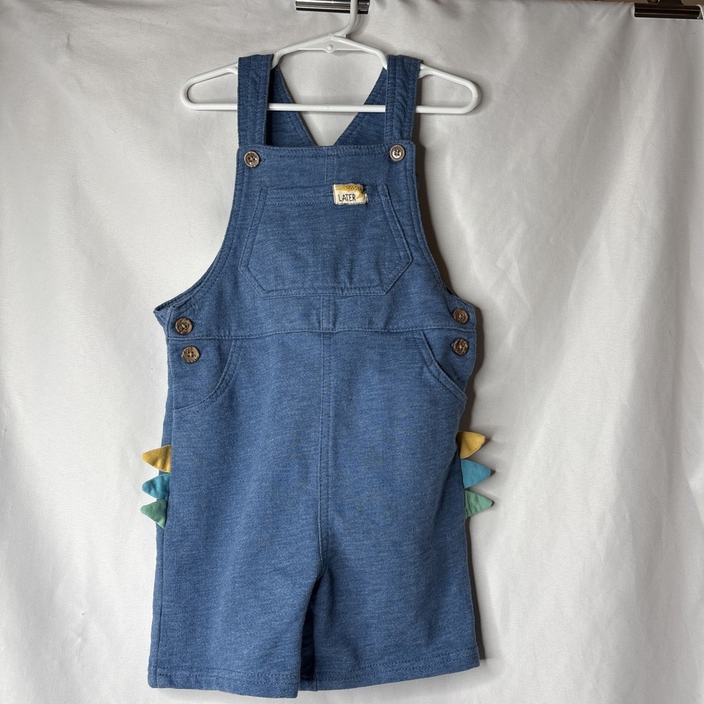 Vtg Toddler 4T Blue Kid Overall Alligator‎ Spikes On Side Cotton Blend One Piece
